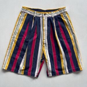 Vtg 90s Colorful Striped High Rise Pleated Shorts / Sz 6 RUFF HEWN Cotton NWT